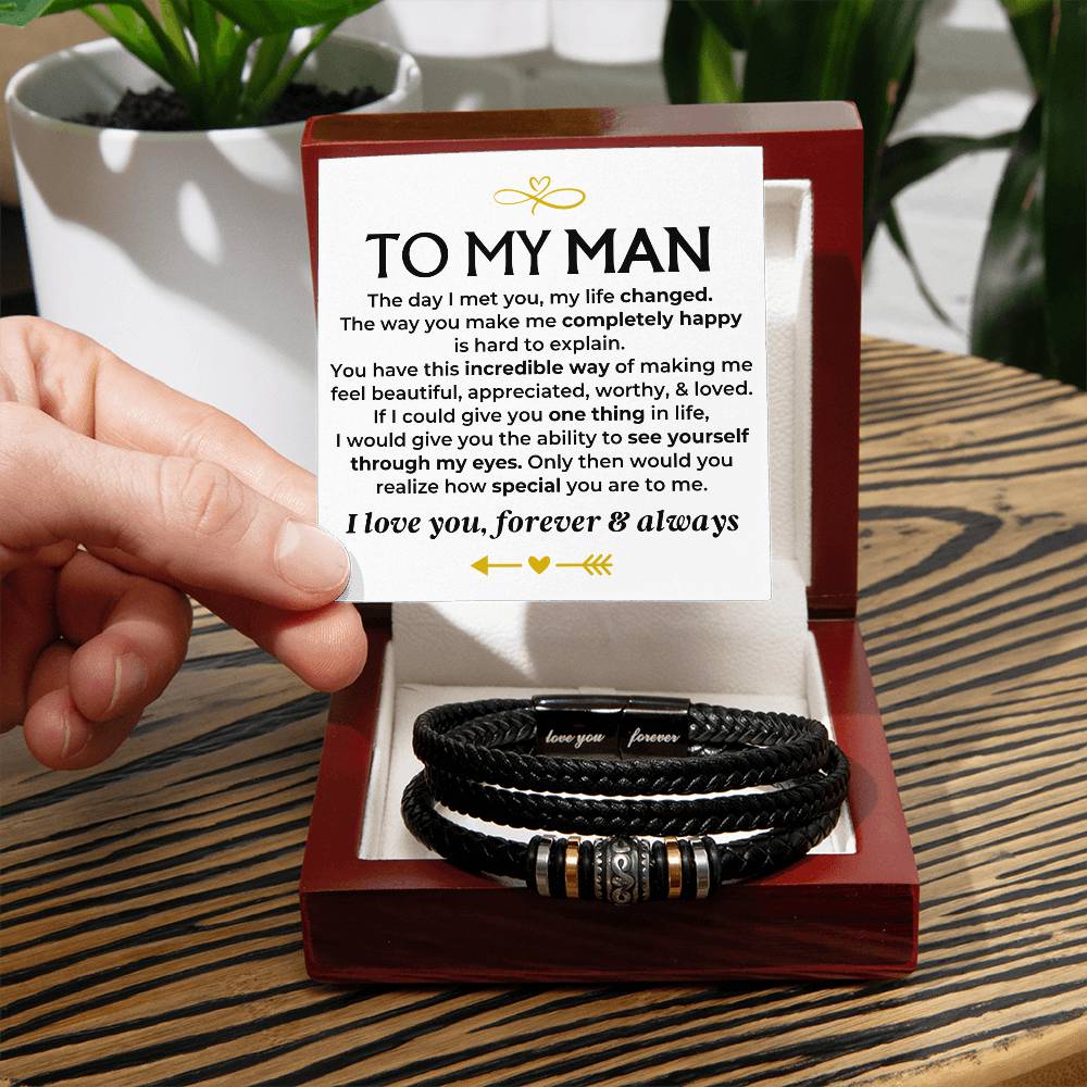 To My Man  Love You Forever  Braided Bracelet Gift Set - Ss578 - Love You Forever Bracelet