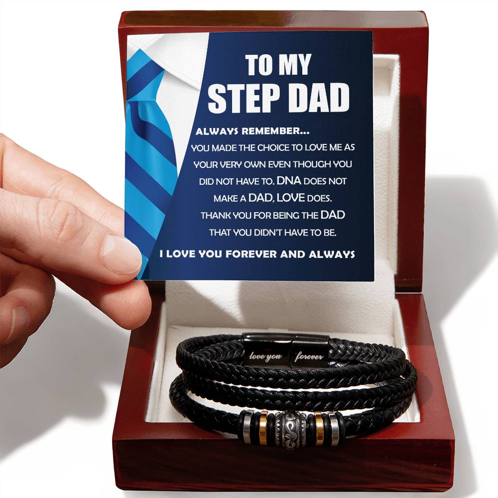Step Dad Gift - Mens Love You Forever Leather Bracelet - Always Remember - Love You Forever Bracelet