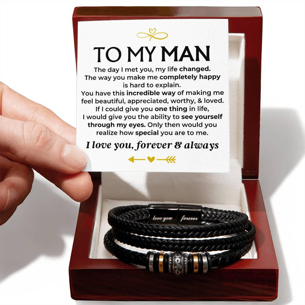 To My Man  Love You Forever  Braided Bracelet Gift Set - Ss578 - Love You Forever Bracelet