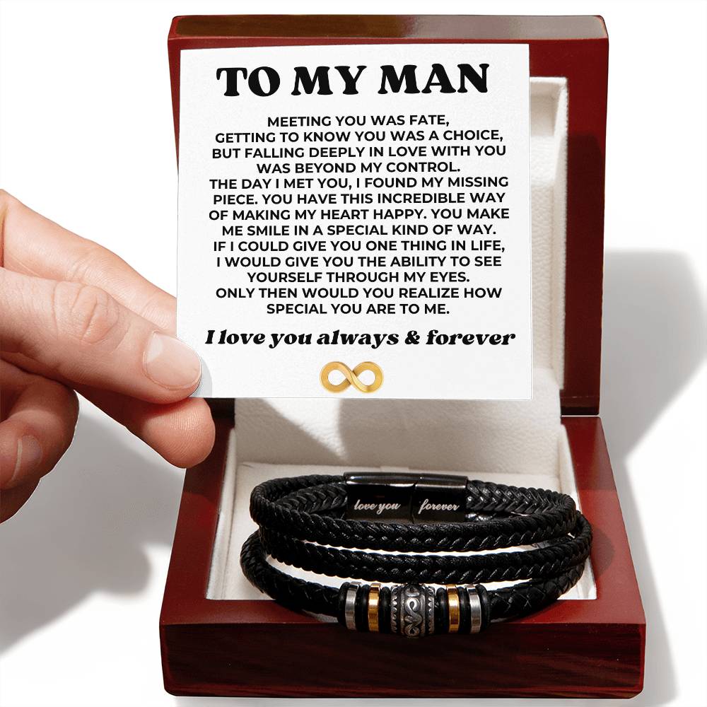 To My Man - I Love You Forever - Braided Bracelet Gift Set - Ss607 - Love You Forever Bracelet