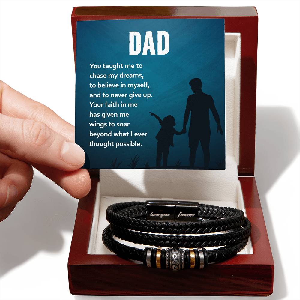 Unforgettable Love Father's Day Leather Bracelet - You Gave Me Wings To Soar - Love You Forever Bracelet