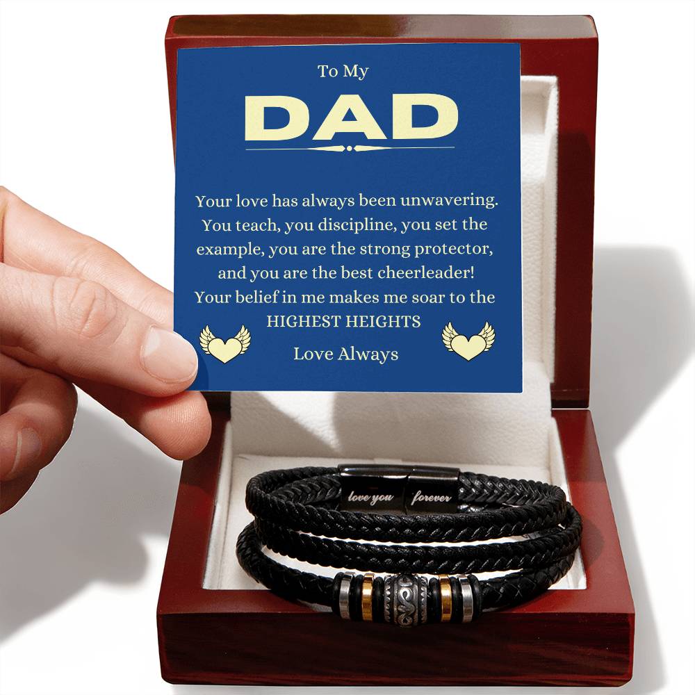 Love You Forever Leather Weave Men's Bracelet - Love You Forever Bracelet