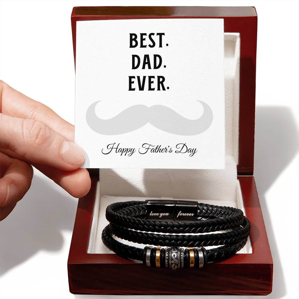 Best. Dad. Ever. Leather Bracelet  Moustache Dad  Father's Day Gift  Dad Gift  Vegan Leather Bracelet  Love You Forever Bracelet. - Love You Forever Bracelet