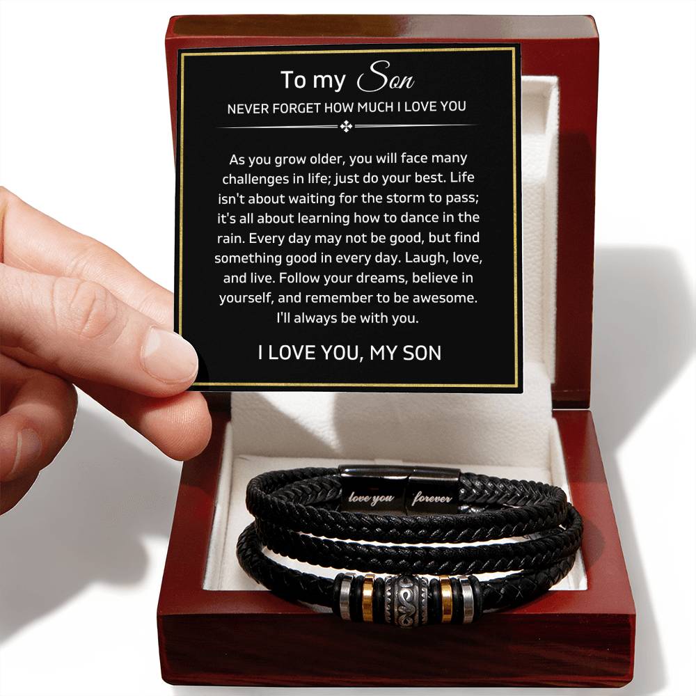 To My Son - Believe In Yourself - Luxury Leather Bracelet - Love You Forever Bracelet