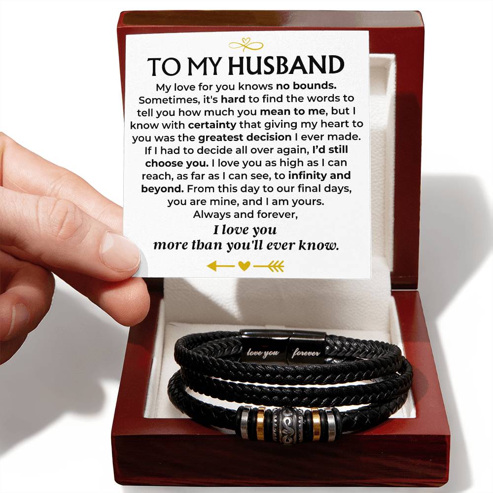 To My Husband  Love You Forever  Braided Bracelet Gift Set - Love You Forever Bracelet