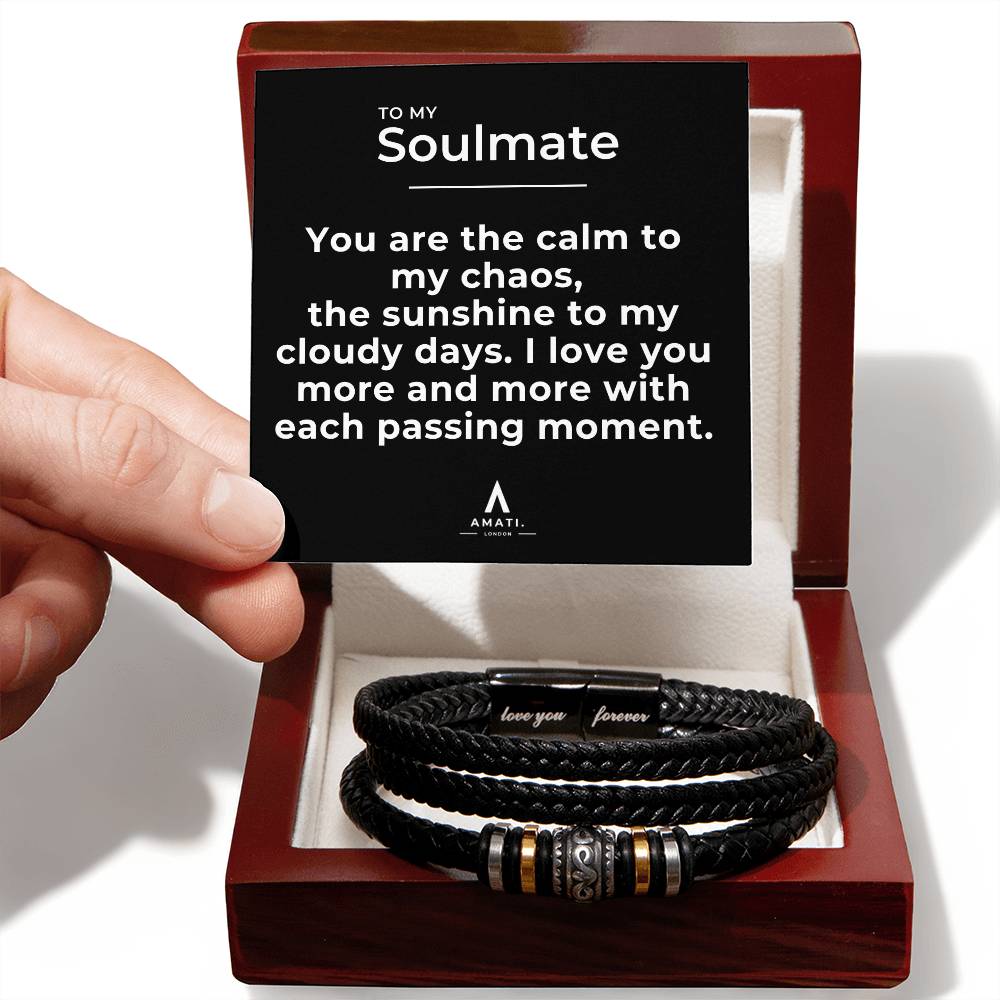 To My Soulmate - Calm To My Chaos Men's Bracelet - Love You Forever Bracelet