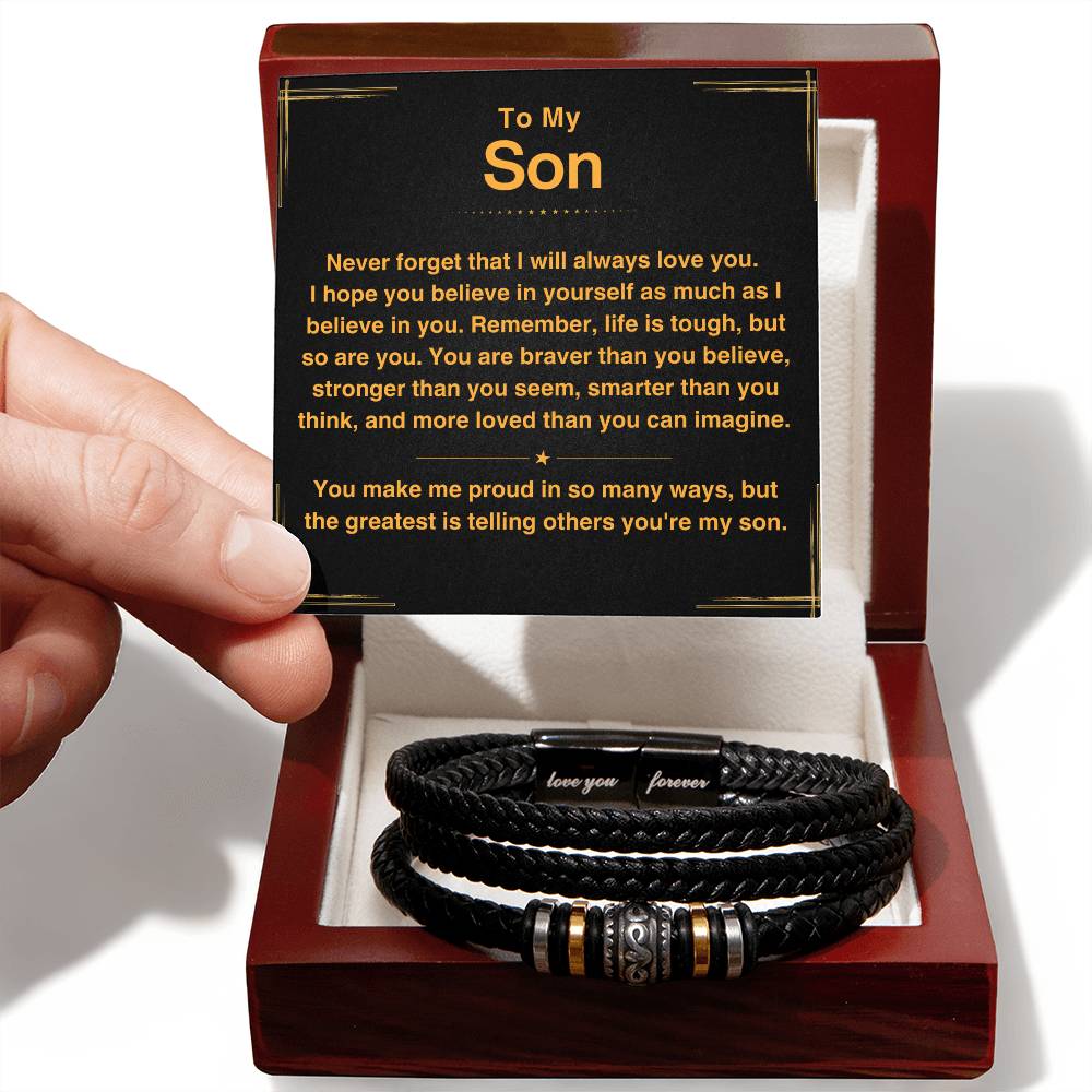 Son, You Make Me Proud - Leather Bracelet - Love You Forever Bracelet