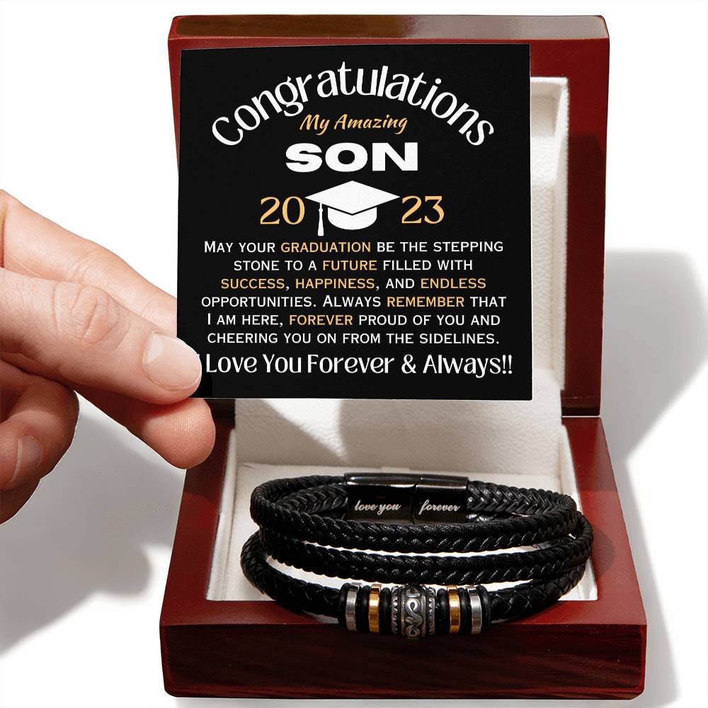To My Amazing Son Graduation Men's Bracelet - Love You Forever Bracelet