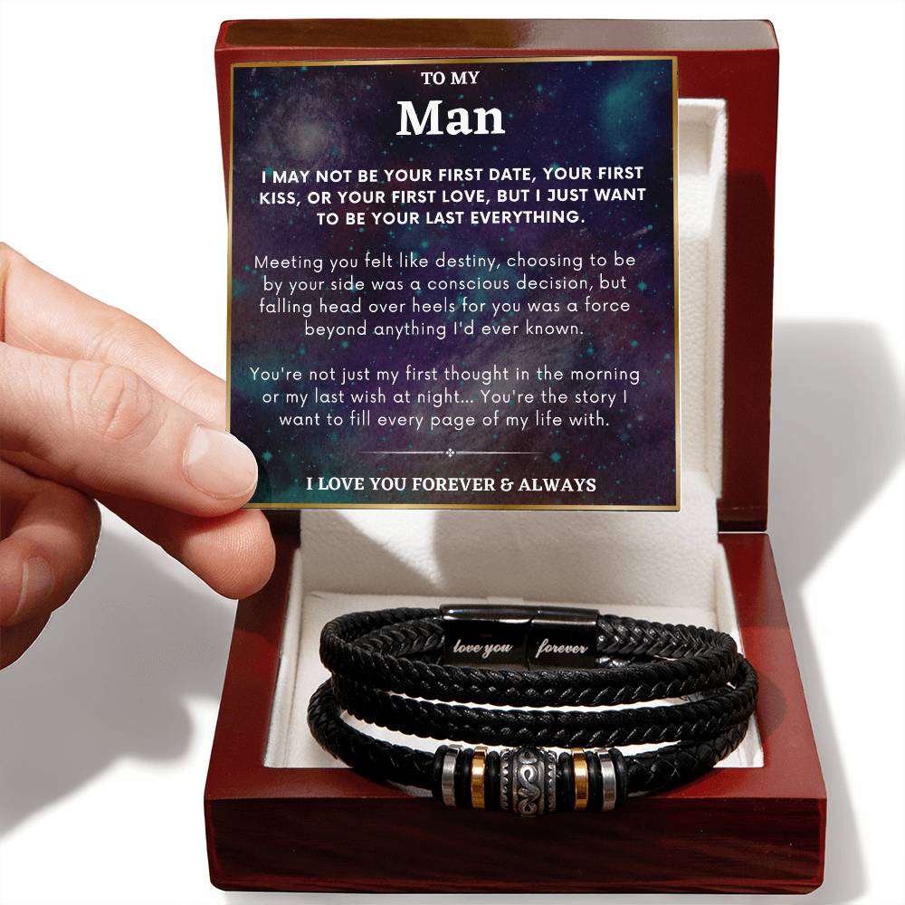 Promise Bracelet For Him, Engraved Promise Bracelet For Boyfriend, To My Man Bracelet, Boyfriend Bracelet, Soulmate Gift, Valentine's Gift For Him - Love You Forever Bracelet