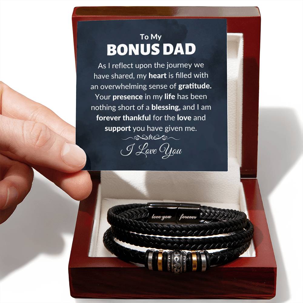 To My Bonus Dad  Dad Gift, Vegan Leather Bracelet, Stepped Up Dad, Step Father, Fathers Day, Birthday - Love You Forever Bracelet