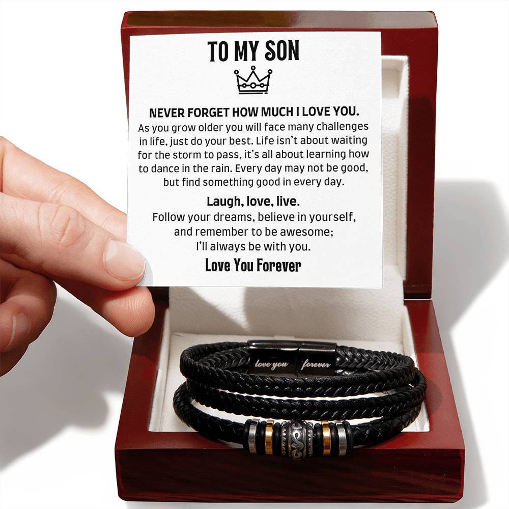 To My Son - Love You Forever - Men's Leather Bracelet - Love You Forever Bracelet