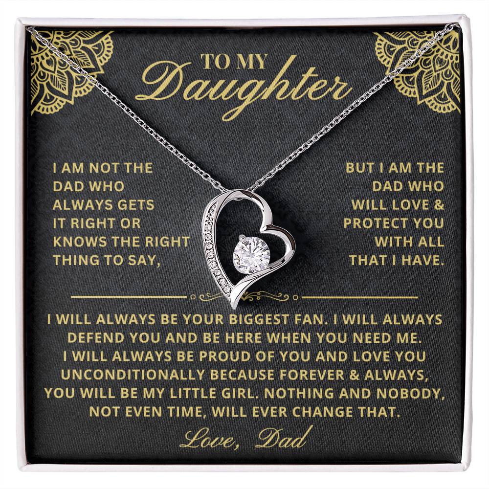 To My Daughter - Forever &amp; Always  From Father Dad, Inspirational Strength Gift, Forever Love Necklace, 14K Sentimental Present, Xmas Forever Love Necklace
