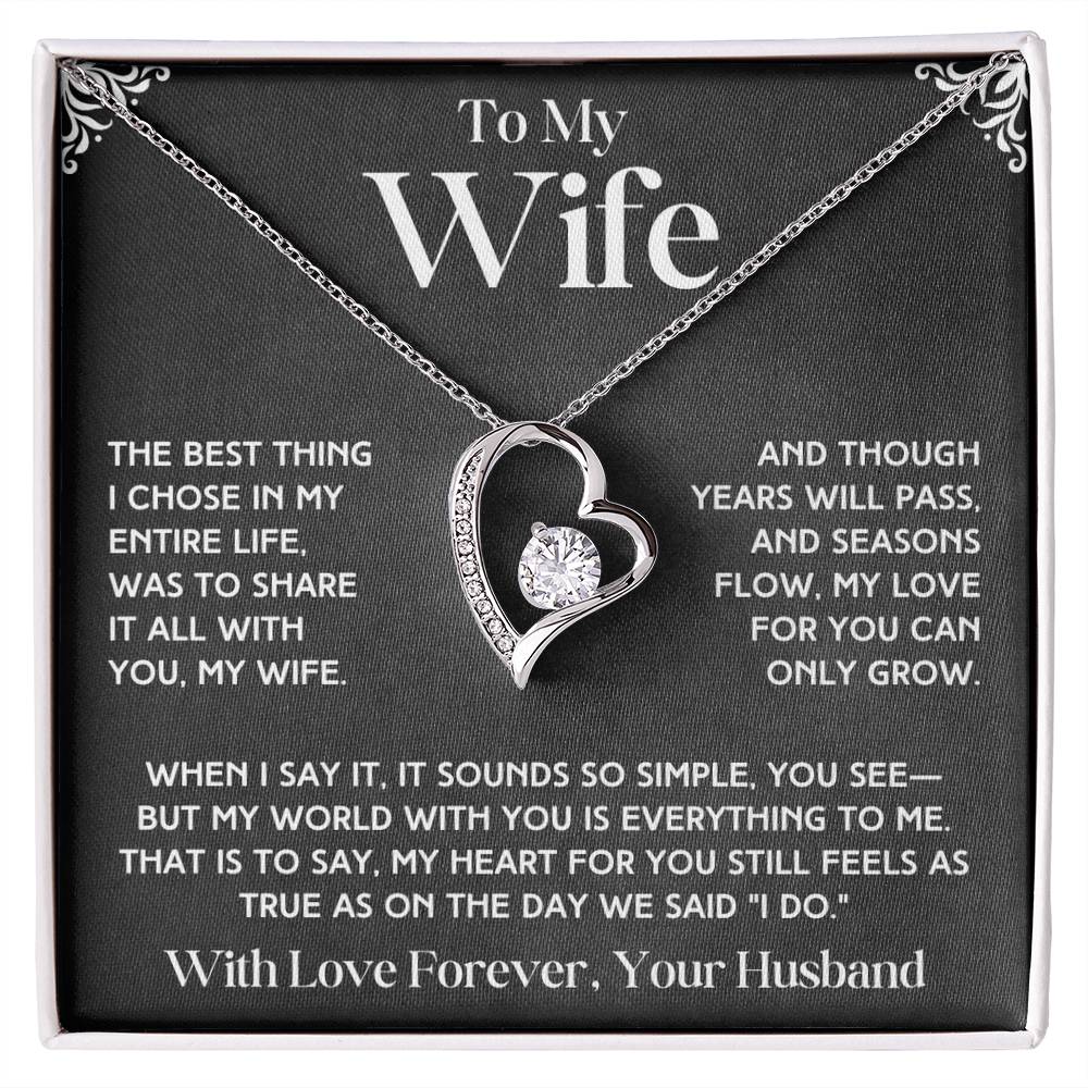 To My Wife - Forever Love Necklace &amp; Earring Set - Beautiful Poem Forever Love Necklace