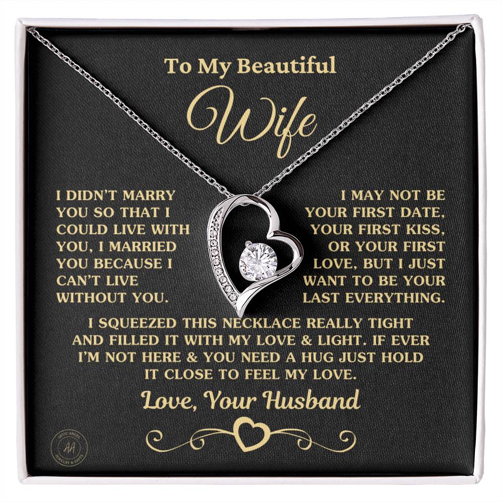 Special Gift For Wife I Can&#39;T Live Without You Gold Heart Necklace Forever Love Necklace