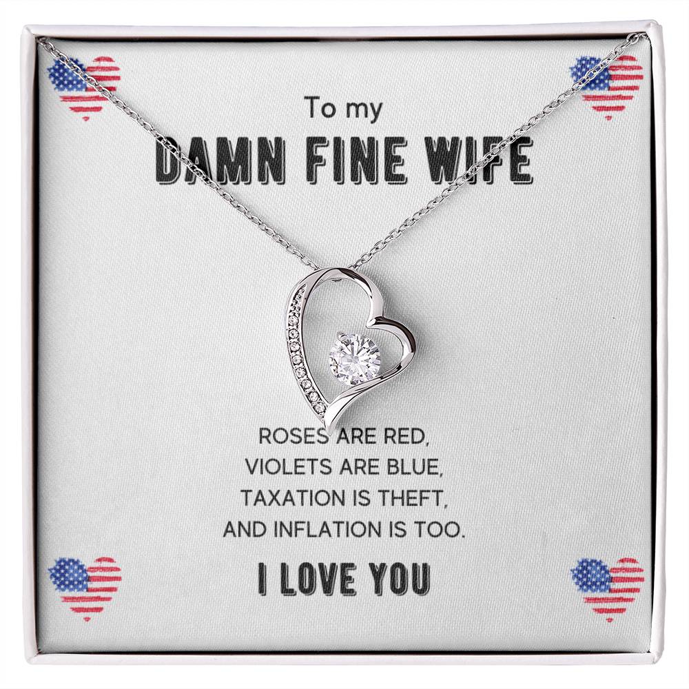 To My Damn Fine Wife - Women&#39;S Forever Love Necklace &amp; Earring Set - Gift For Wife Forever Love Necklace