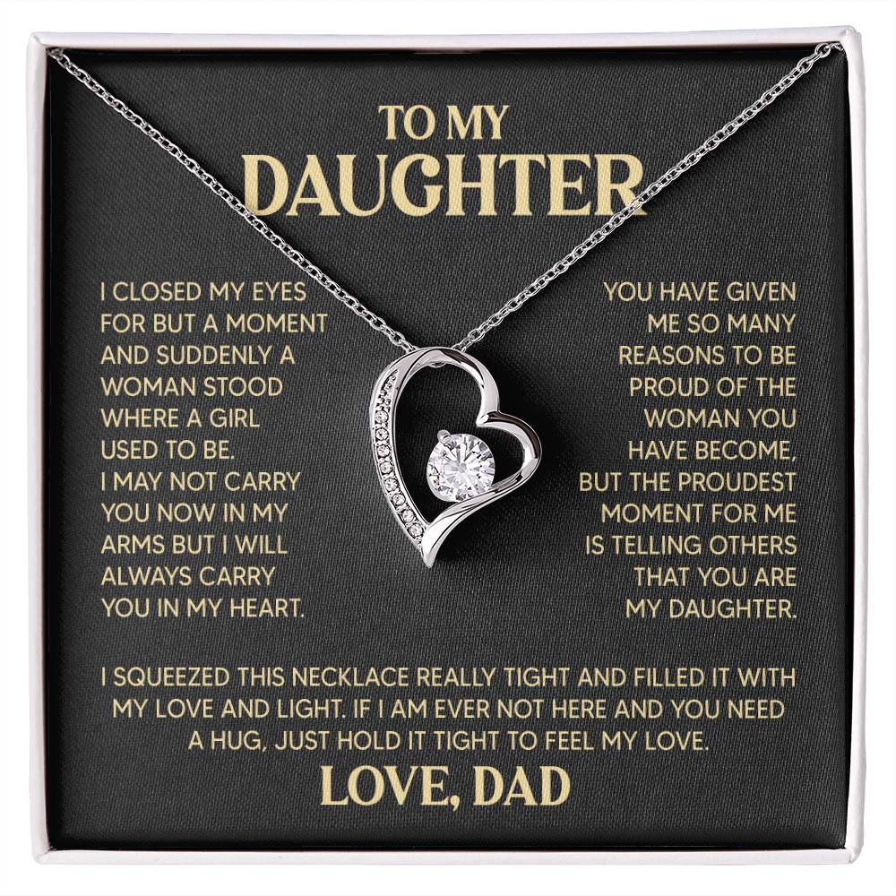 Daughter Heart Necklace  Love Dad Forever Love Necklace