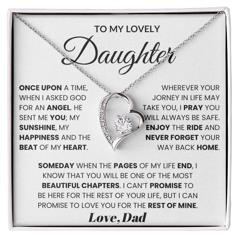 To My Lovely Daughter - Once Upon A Time, When I Asked God For An Angel Forever Love Necklace