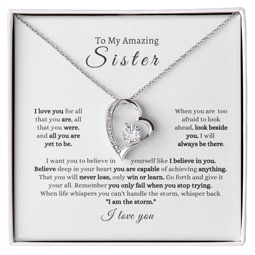 Sister  Strength  I Love You Forever Love Necklace