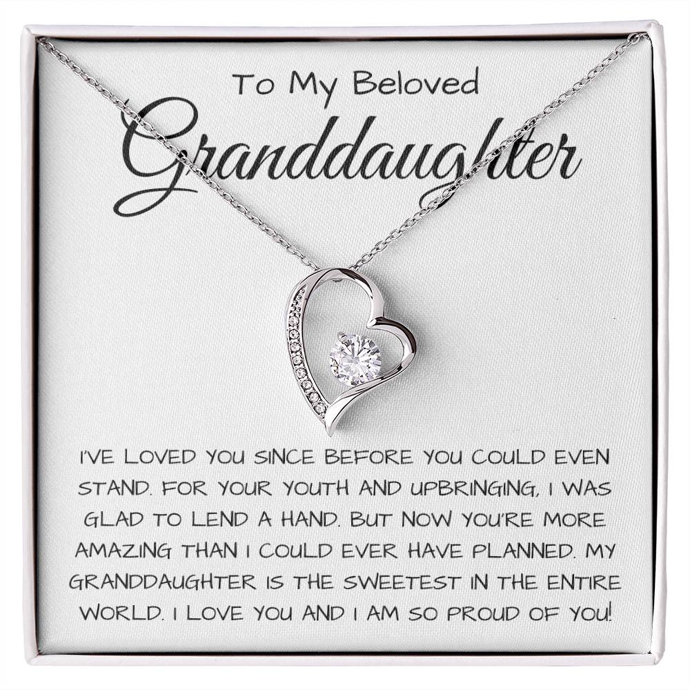 To My Beloved Granddaughter Forever Love Necklace  I Was Glad To Lend A Hand Forever Love Necklace