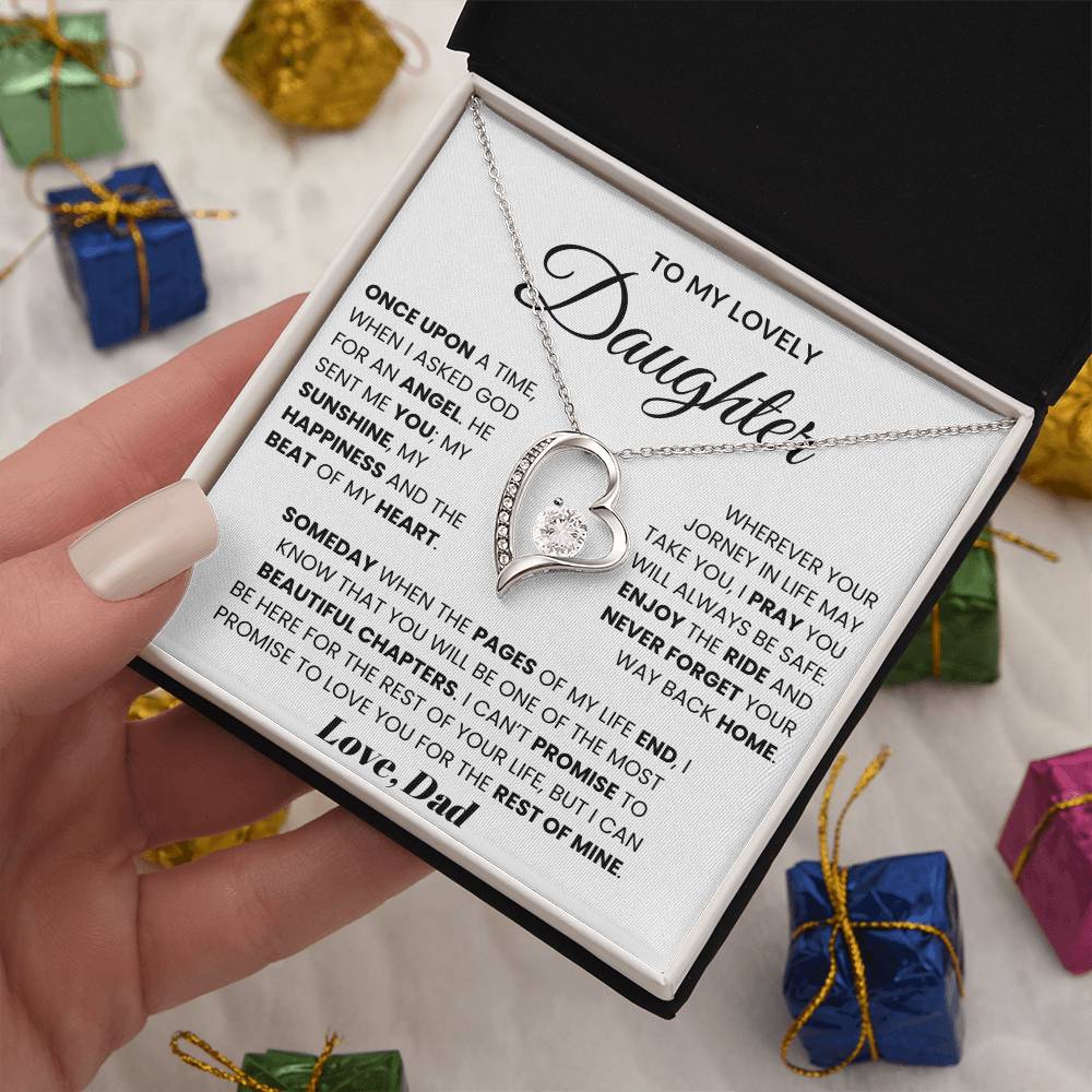 To My Lovely Daughter - Once Upon A Time, When I Asked God For An Angel Forever Love Necklace
