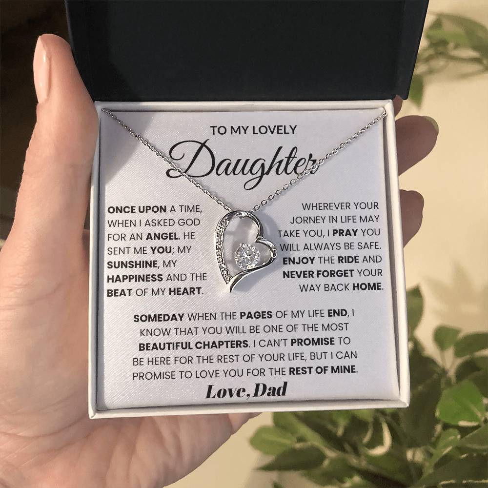 To My Lovely Daughter - Once Upon A Time, When I Asked God For An Angel Forever Love Necklace