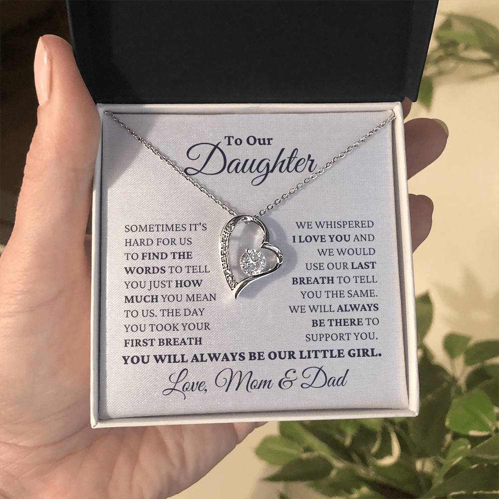 Gift For Daughter Love Mom And Dad Our Little Girl Necklace Forever Love Necklace