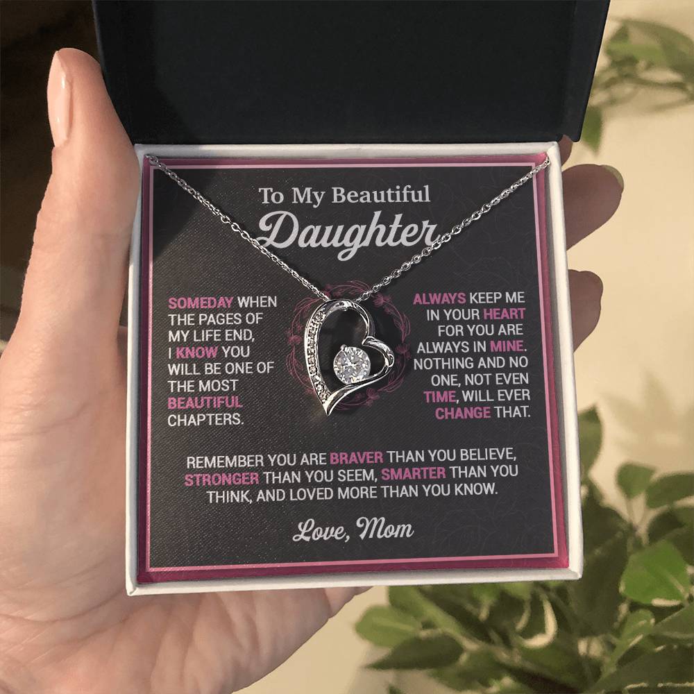 To My Daughter Necklace, Gift For Daughter From Mom, Mother Daughter Necklace Forever Love Necklace