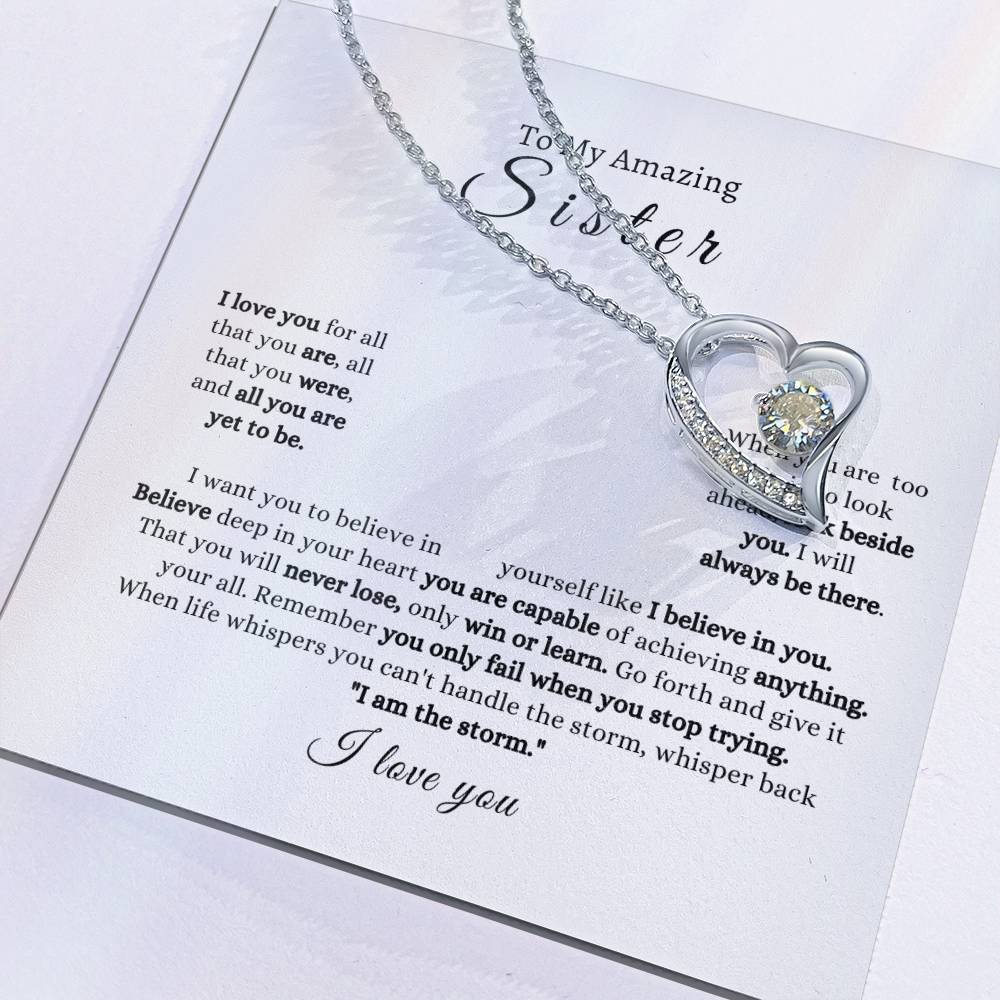 Sister  Strength  I Love You Forever Love Necklace