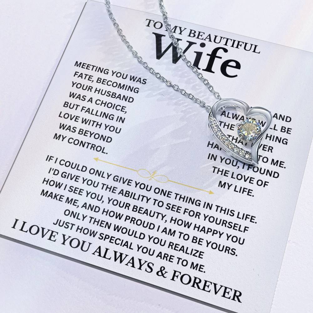 To My Beautiful Wife - Personalizable Necklace Gift Set Forever Love Necklace