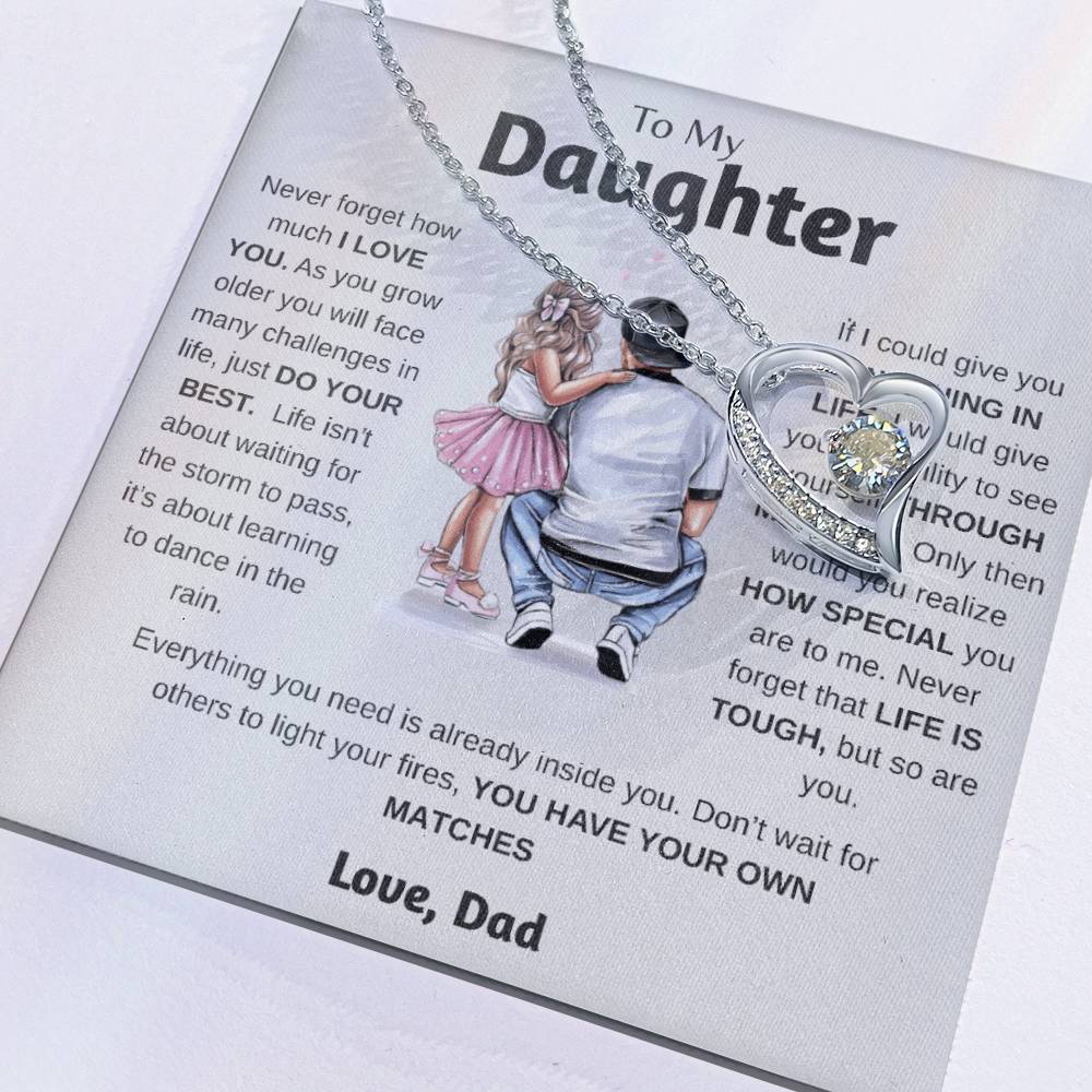 To My Daughter  Just Do Your Best  Forever Love Necklace Forever Love Necklace