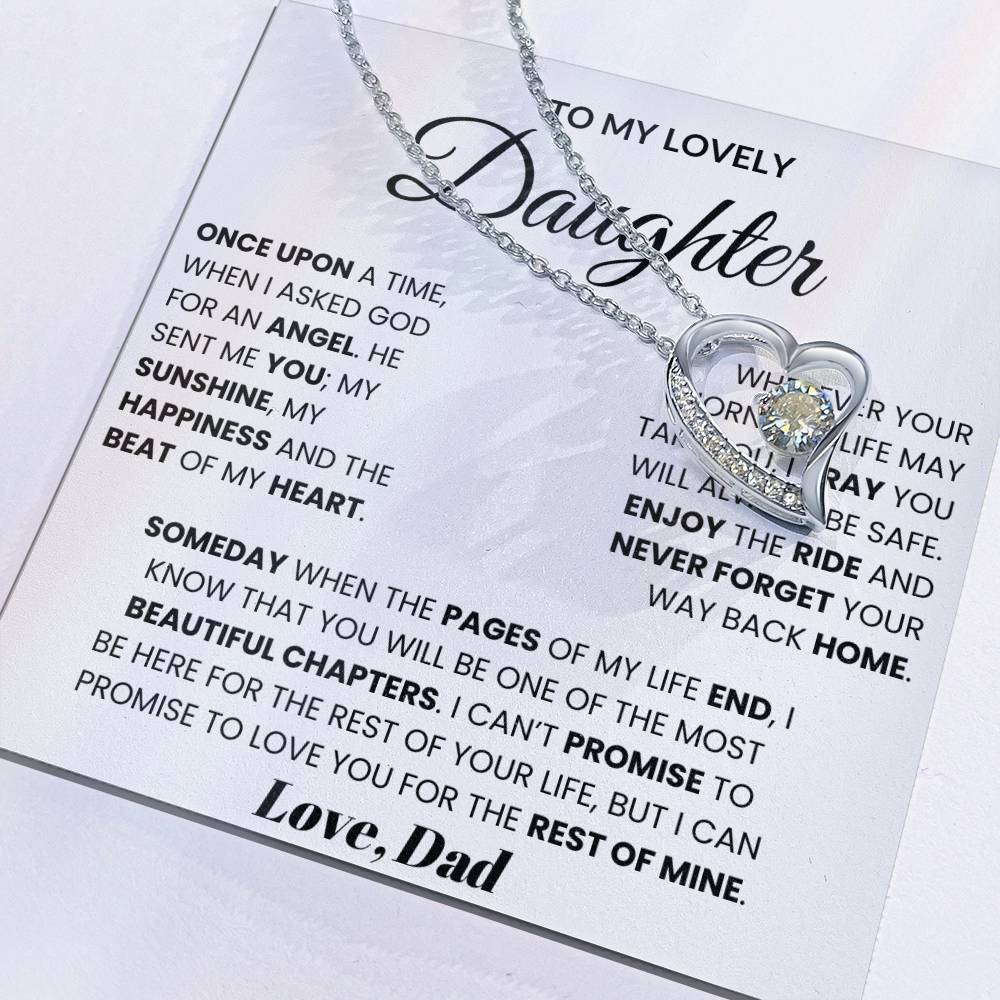 To My Lovely Daughter - Once Upon A Time, When I Asked God For An Angel Forever Love Necklace