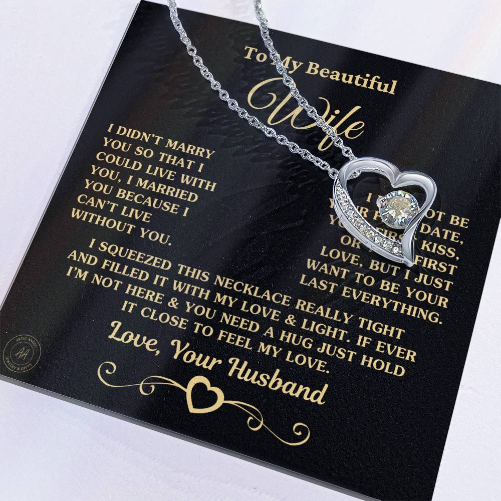 Special Gift For Wife I Can'T Live Without You Gold Heart Necklace Forever Love Necklace