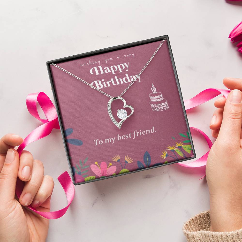 Happy Birthday - To My Best Friend - 925 Sterling Silver Pendant Forever Love Necklace