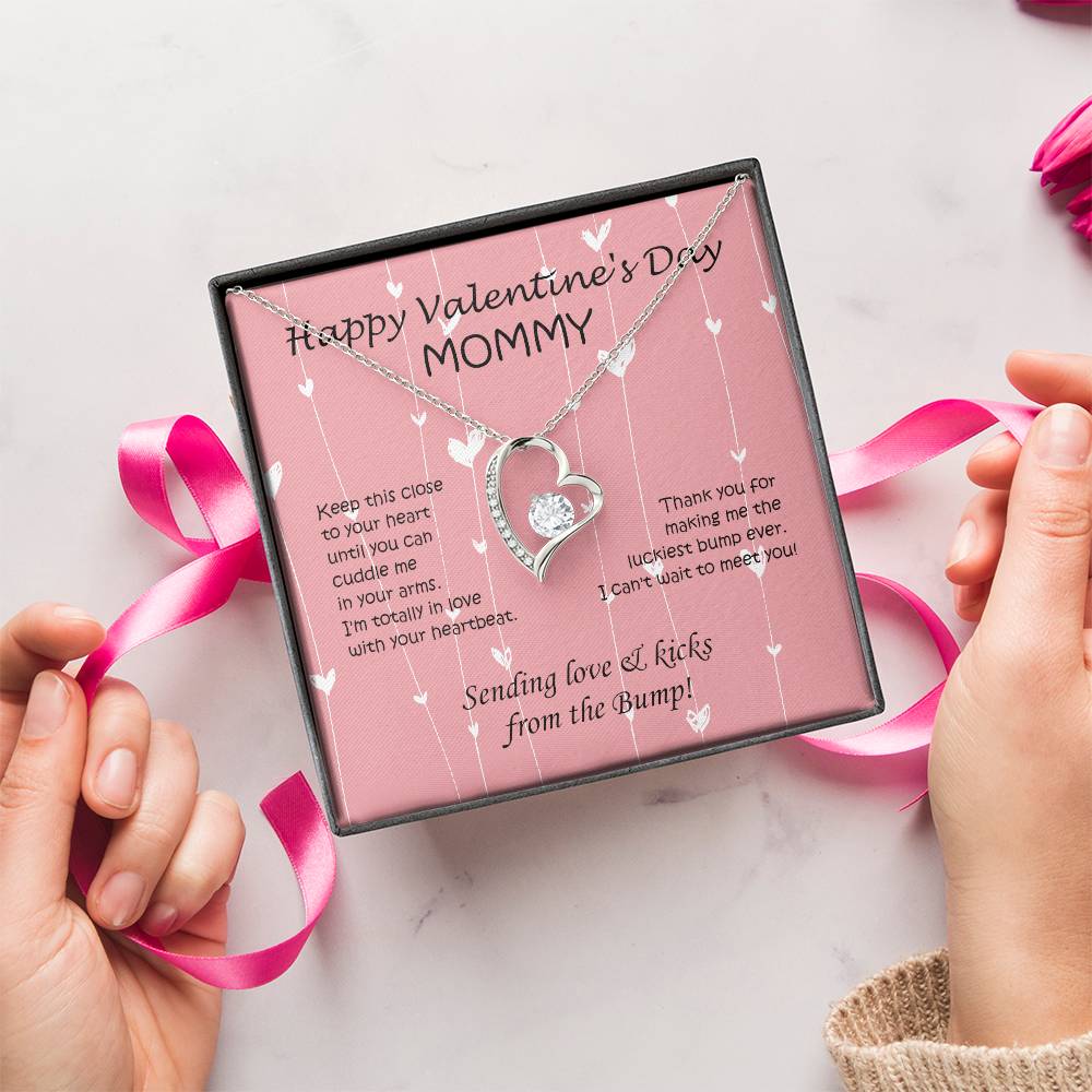Happy Valentine's Day Mommy To Be Heart 1 Forever Love Necklace