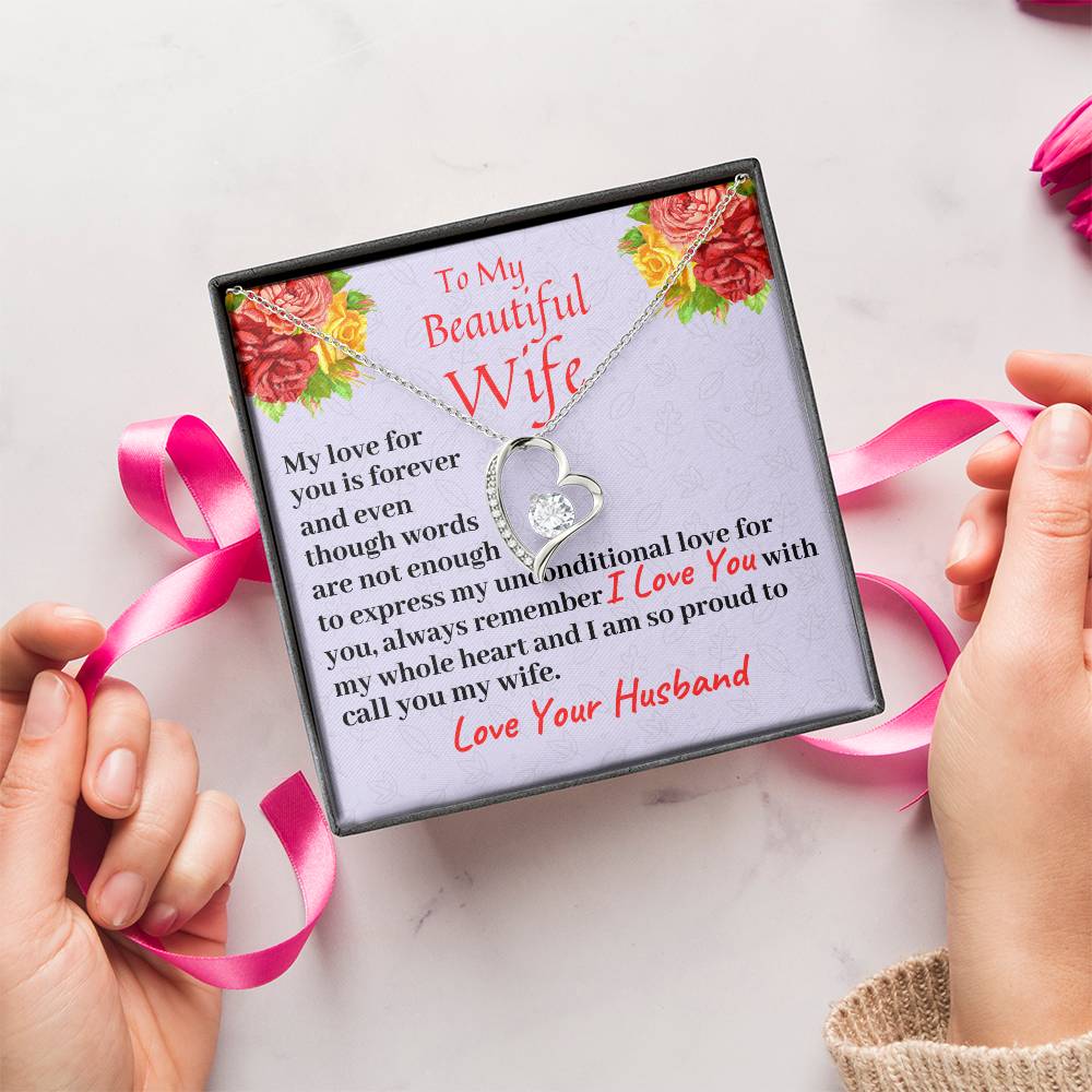 To My Beautiful Wife My Love For You Is Forever Necklace Forever Love Necklace