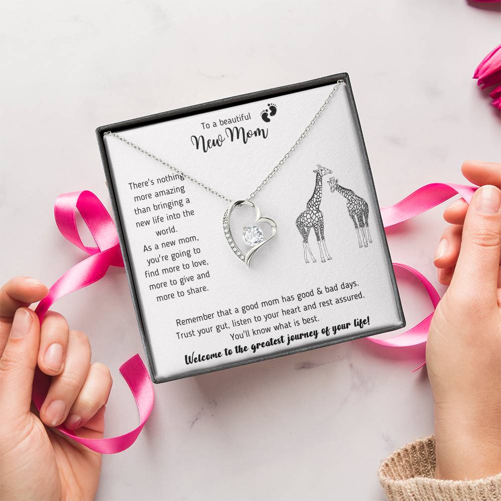 The Most Meaningful Gift For A New Mom Giraffe Necklace New Mom Mother's Day Gift First Time Mom Gift New Mom Gift Forever Love Necklace