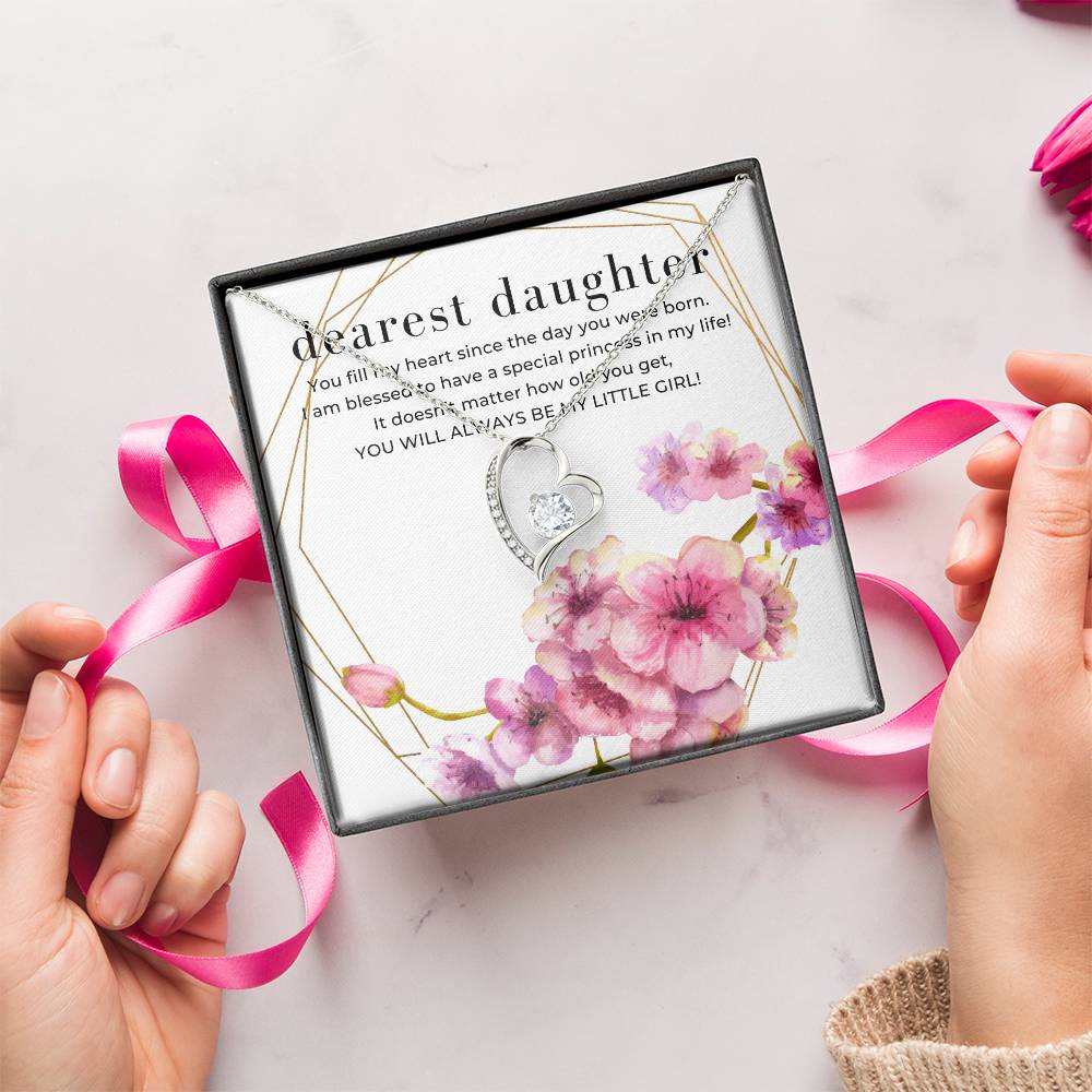 Dearest Daughter Open Heart Pendant Necklace Forever Love Necklace