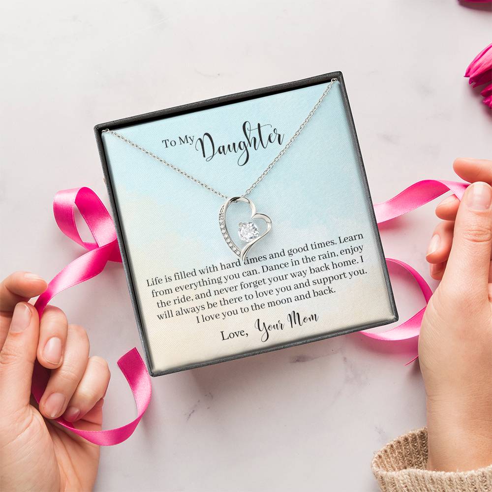 To My Daughter Hard Times And Good Times - Collection Daughter Gift Jewelry Necklace From Daughter Anniversary Daughter Mother Necklace Daughters Forever Love Necklace