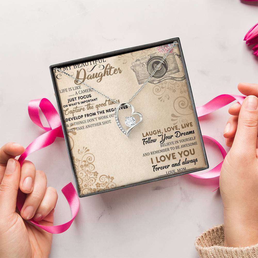 To My Beautiful Daughter Necklace To Daughter From Dad Gift Dad And Daughter Never Forget I Love You Gift From Dad Forever Love Necklace