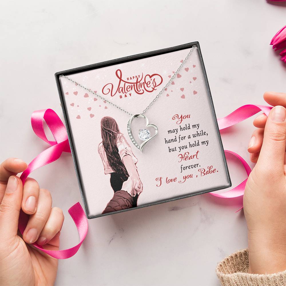 Valentine's Day Gift Necklace For Wife With Message Card I Love You Babe Gift Necklace For Her 1 Forever Love Necklace