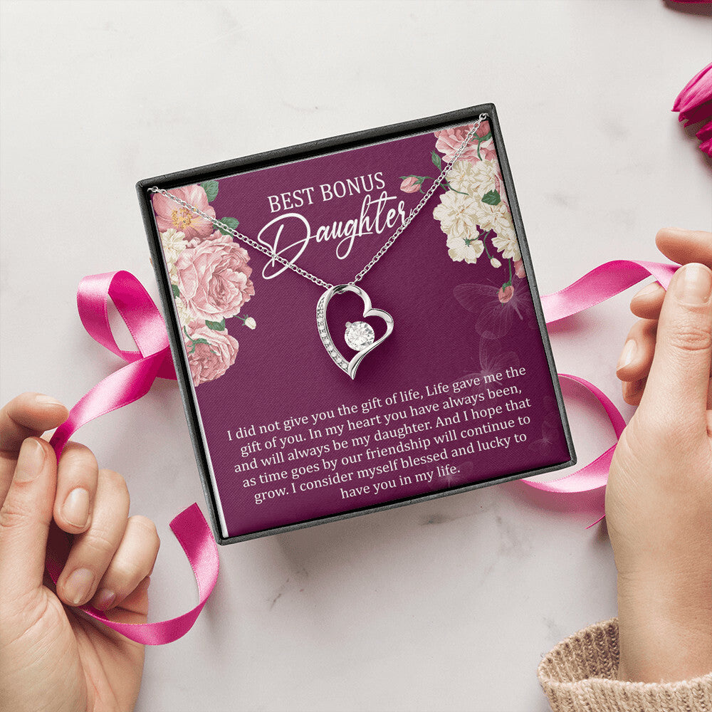 Best Bonus Daughter Birthday Message Card Gift Bonus Daughter Step Daughter Gift Bonus Daughter Necklace Forever Love Necklace