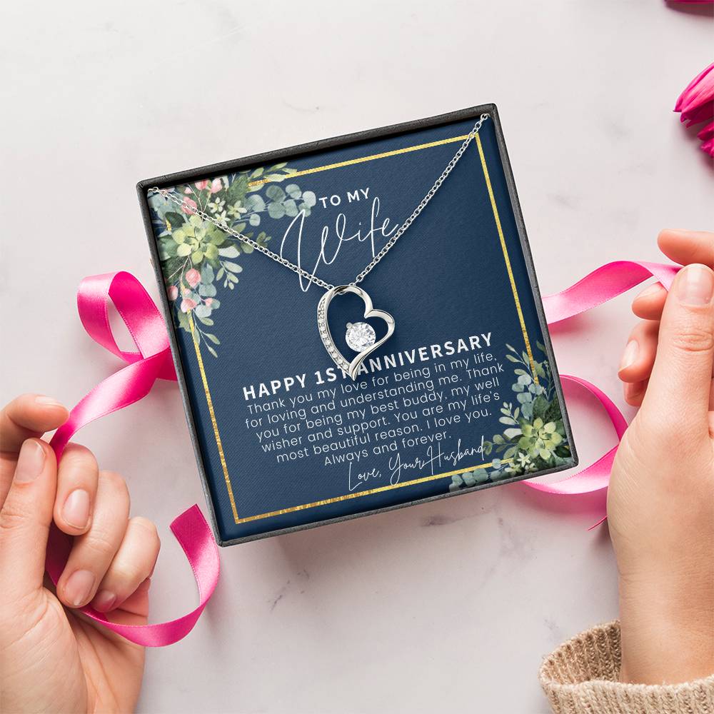 One Year Anniversary Gifts First Anniversary Gift For Her 1st Wedding Anniversary Gift For Wife First Year Anniversary Forever Love Necklace