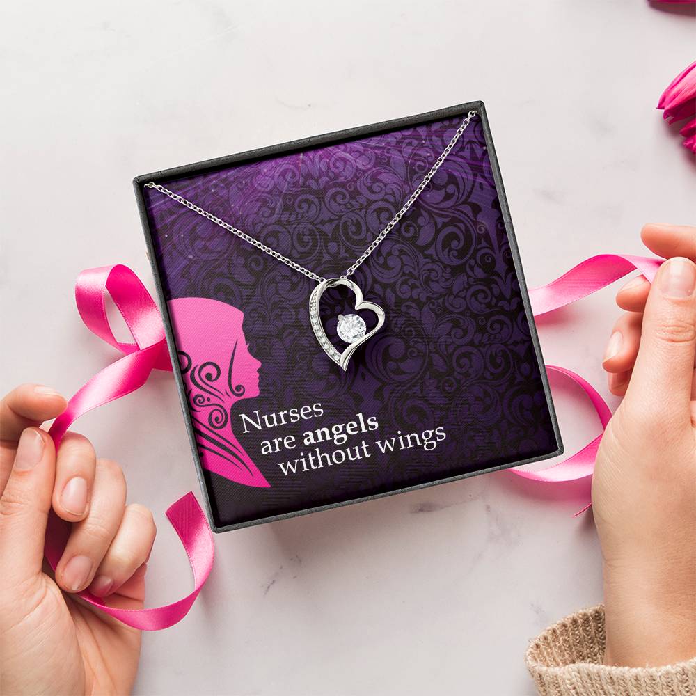 Nurse Appreciation Gift Necklace Nurse Graduation Nurse Week Jewelry Practitioner Retirement Wing Rn Necklace Nurses Are Angels Without Wings Pendent Forever Love Necklace