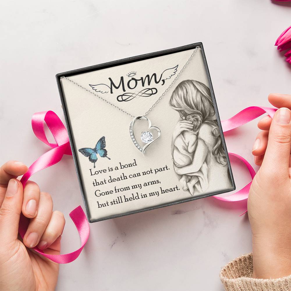 Remembrance Necklace Mom Love Is A Bond That Death Can Not Part Gift To Remember Mom Angel Wings 1 Forever Love Necklace