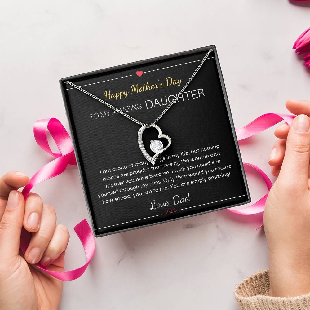 To My Amazing Daughter Necklace Happy Mother's Day Gift For Daughter From Dad Mother's Day Dad Anniversary Gift Father Daughter Necklace Forever Love Necklace