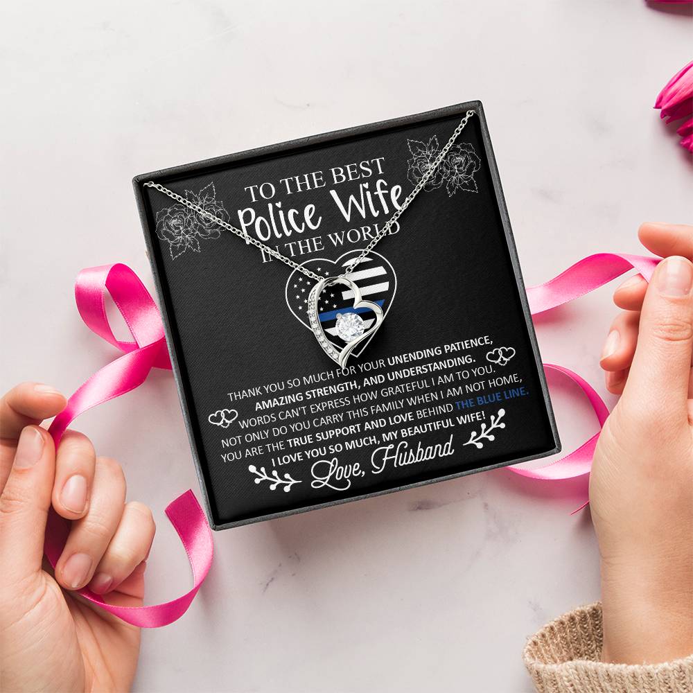 To The Best Police Wife In The World Forever Love Necklace