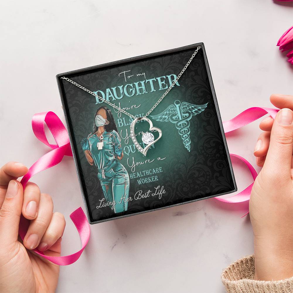 To My Daughter Black Nurse Customize Nurse Stethoscope Necklace To Nurse Daughter From Mom Nurse Gift Forever Love Necklace