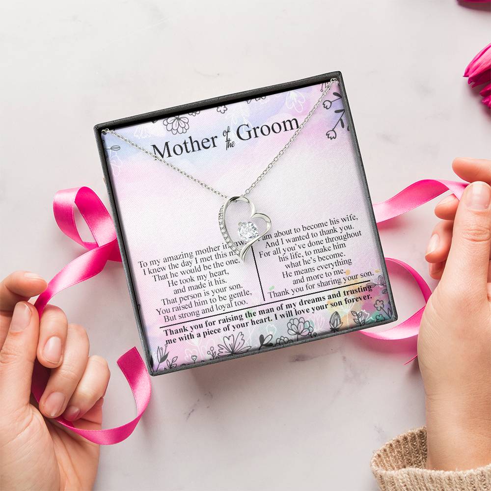 Mother Of The Groom Wedding Gift Bridal Party Rehearsal Dinner Man Of My Dreams Parent Of Groom Bridal Shower Christmas Gifts Birthday Gifts Forever Love Necklace
