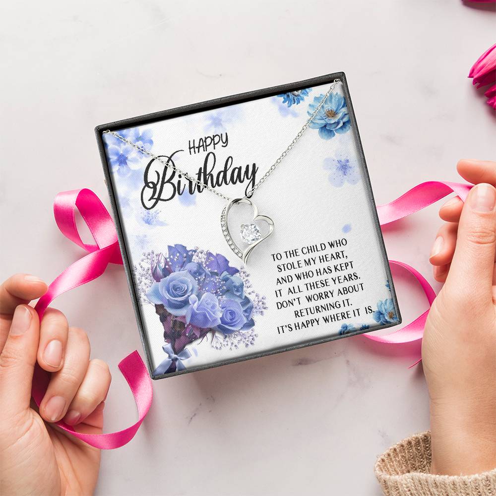 Happy Birthday Necklace Gift For Child Daughter Granddaughter From Mom Dad Grandma Grandpa Stole My Heart Forever Love Necklace