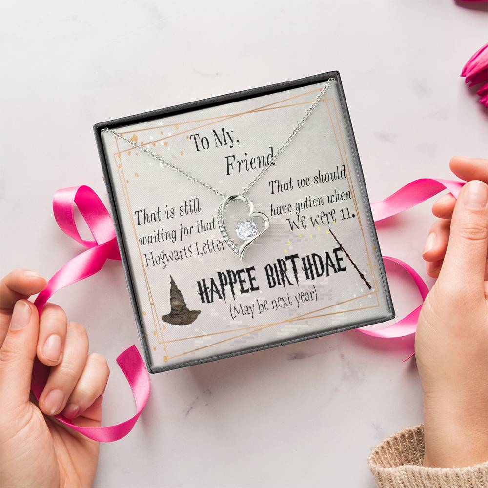 Happee Birthade Gift To Friends Who Is Potterhead Hp Themed Gift Idea. Perfect Gift For Hp Lover. Hp Themed Birthday Wish Card With Gift Necklace Forever Love Necklace